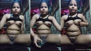 गाँव की भाभी की चूची और चूत के साथ बोतल से चुदाई